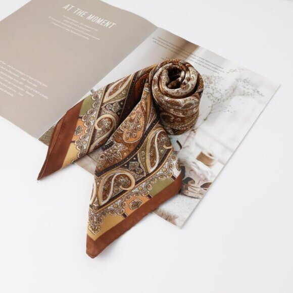 ⚡Men D-Gold Necktie 27.5 Inches Cowboy Scarves Pocket Square Silk Bandanas - Picture 9 of 9